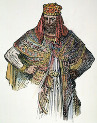 King Nebuchadnezzar II - King of Babylon 19th Century Line Engraving Poster Print