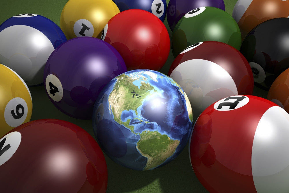 Pool Table with Planet Earth Ball Fine Art Print