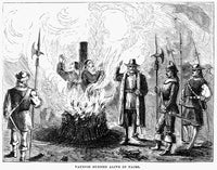 Waldenses Burned Alive - Historic Wood Engraving from 1870