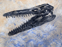 Mosasaurus Dinosaur Skull Fine Art Print - Textured Background