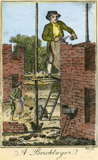 Colonial American Bricklayer Engraving by Granger Collection