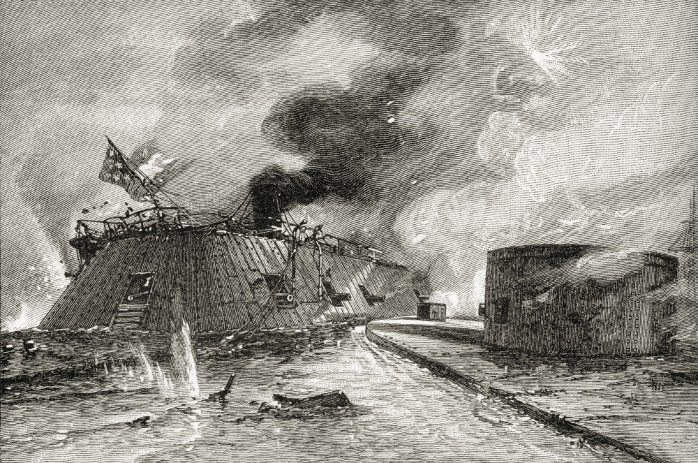 Battle Between The Monitor and Merrimac 1862 Fine Art Print
