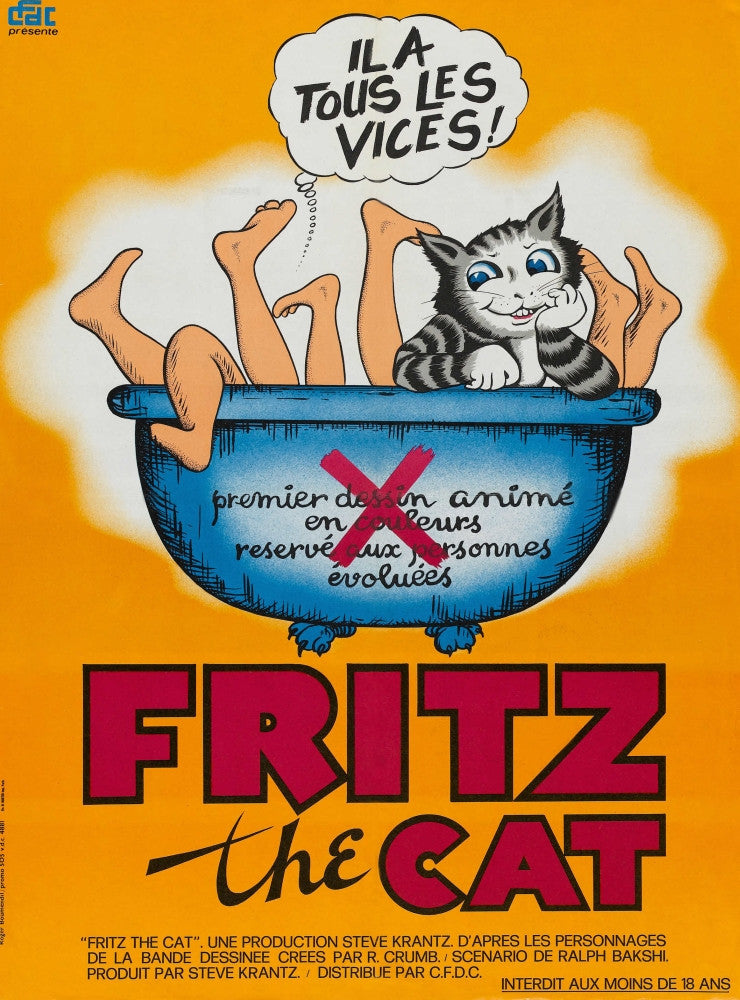Fritz The Cat French Poster Art - 1972 Movie Masterprint