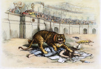 The Tammany Tiger Loose - Cartoon Print (1871) by Thomas Nast