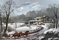 American Winter Scenes: Evening Fine Art Print by Currier & Ives