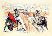 Two Matadors Practicing Bullfighting Fine Art Print by Carlos Ruano Llopis