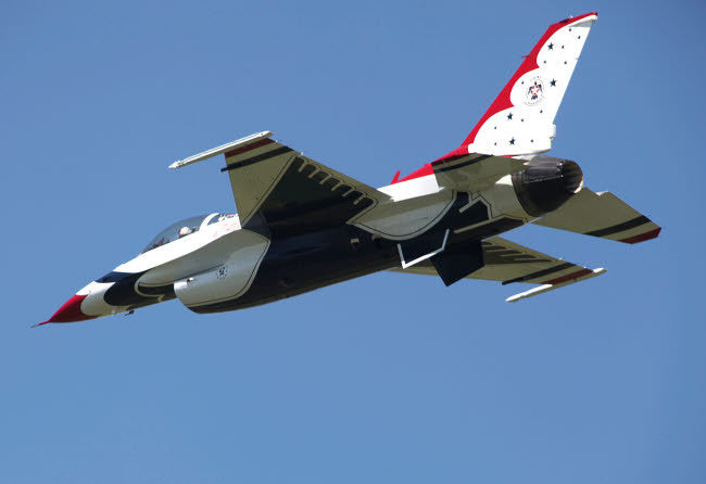F-16 Thunderbird Jet in Flight Over Belgium Fine Art Print by Timm Ziegenthaler
