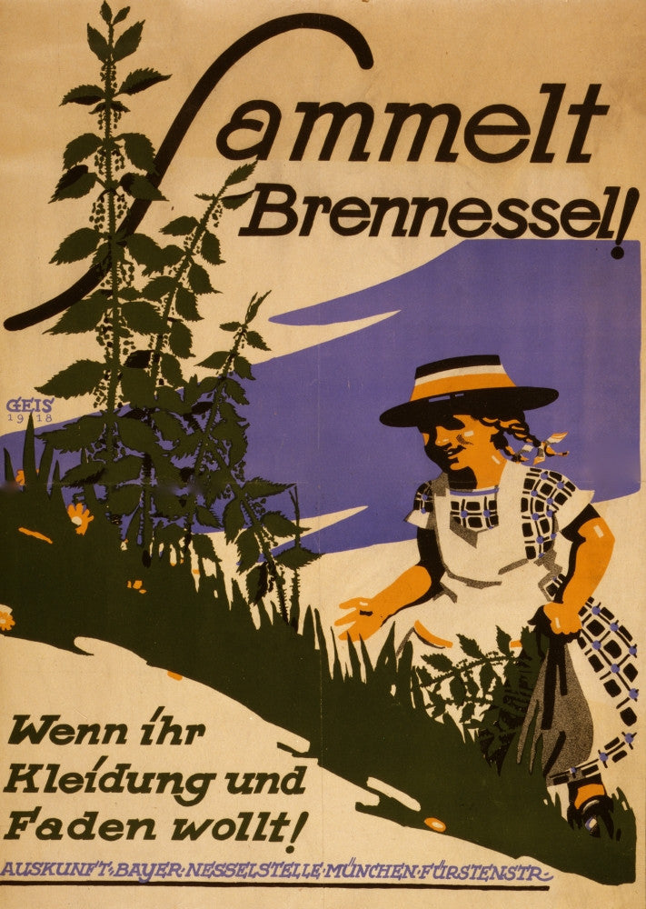 Girl Collecting Stinging Nettles Fine Art Print