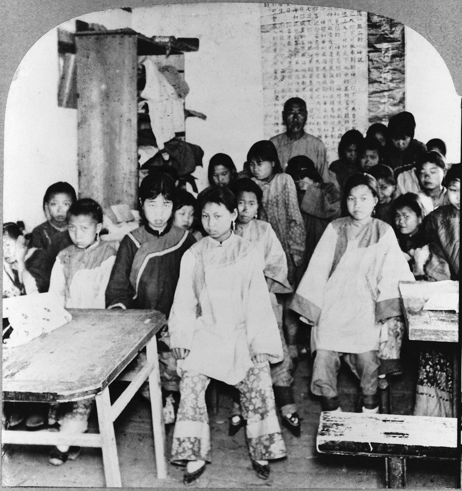 China: Classroom Fine Art Print - Chinese School for Girls in Che-Foo, C1905