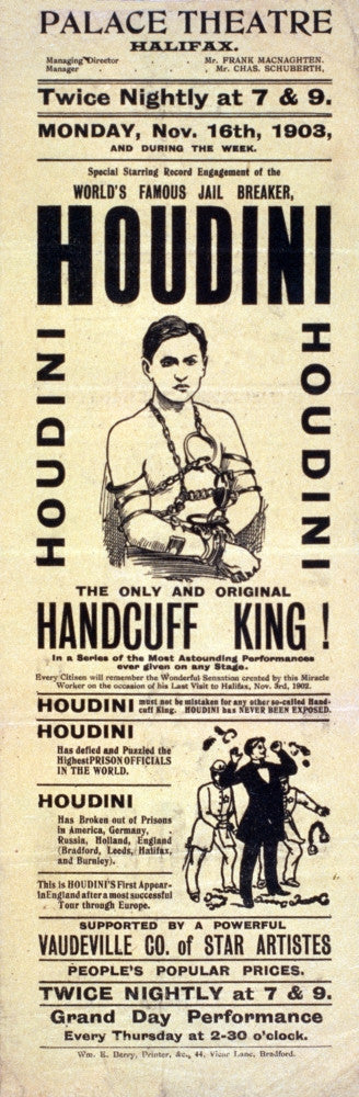 Houdini: The One and Only Handcuff King 1903 Fine Art Print