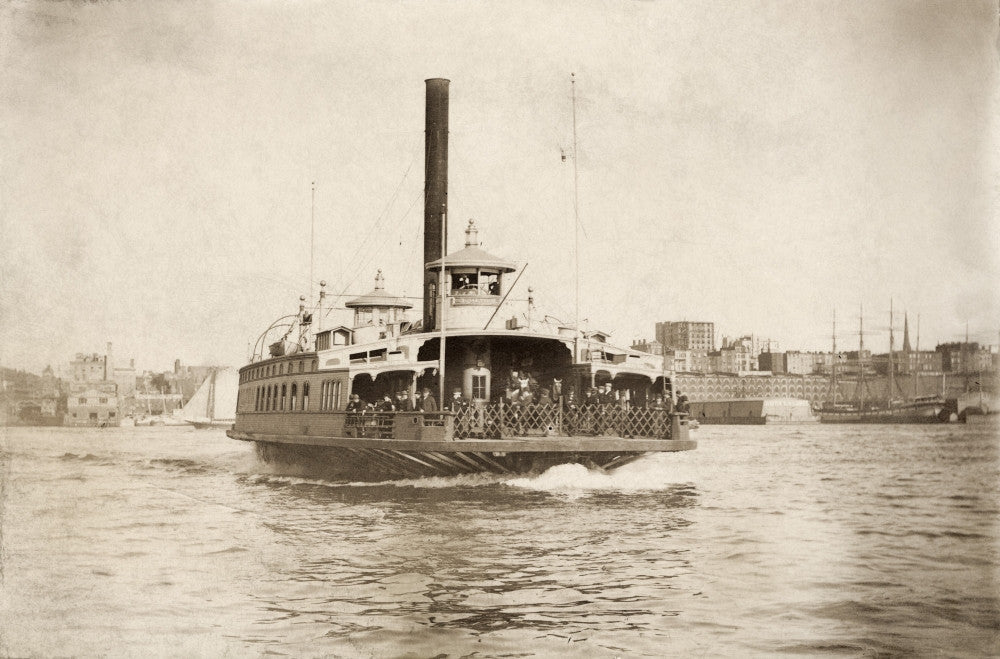 Fulton Ferry Boat Crossing the East River Fine Art Print, 1890