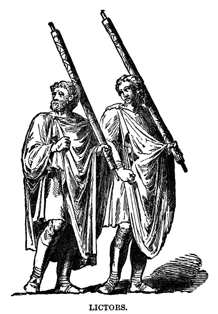 Roman Lictors Carrying Fasces - 19th Century Wood Engraving Poster Print by Granger Collection