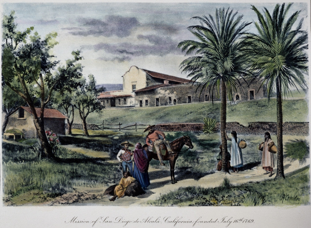 Californian Mission Lithograph Print - San Diego de Alcala