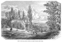New York Sleepy Hollow Old Dutch Church Wood Engraving Print