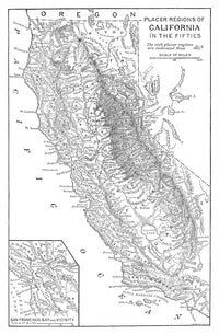 Gold Rush Map of California's Placer Mining Regions - Vintage Engraving Fine Art Print by Granger Collection