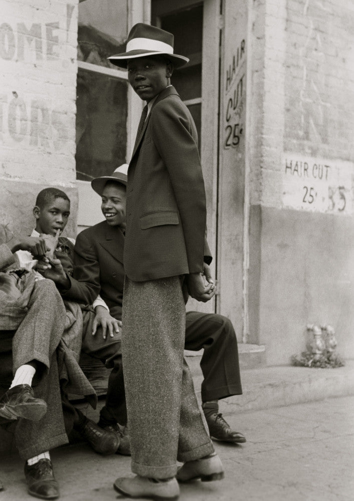 African American Boys Outside Barber Shop Fine Art Print