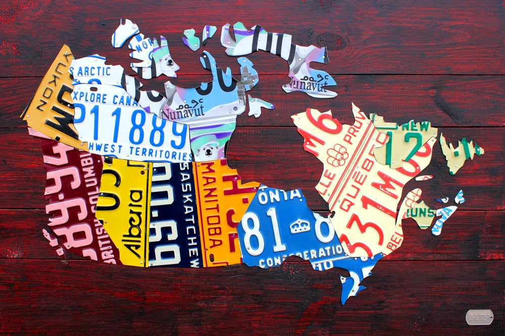 Canada License Plate Map Fine Art Print by Design Turnpike - 36x24