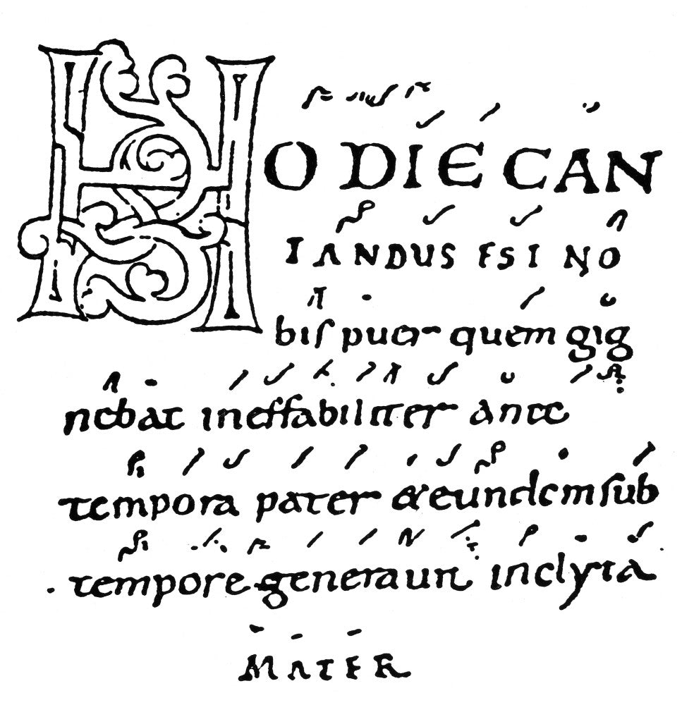 Medieval Music Manuscript Print - 'Hodie Cantandus' by Tutilo