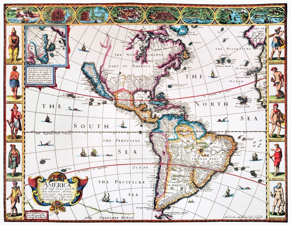 1616 New World Map Fine Art Print by John Speed