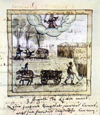 Farming in 17th Century August - French Calendar Manuscript Print
