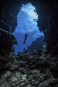 Underwater Cave Diver Poster Print by Brook Peterson | Stocktrek Images