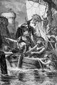 Rollo and His Fleet Attacking Paris - 19th Century Wood Engraving Print