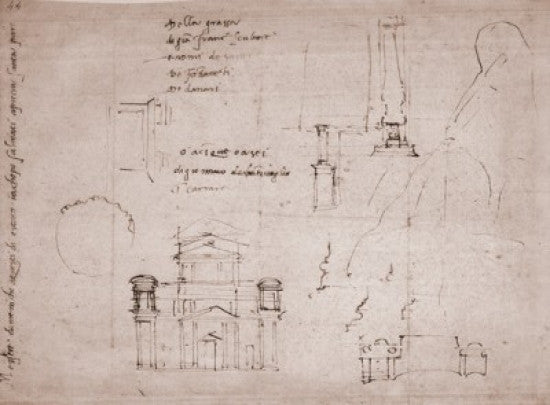 Architectural Facade Drawing by Michelangelo Buonarroti - Fine Art Print