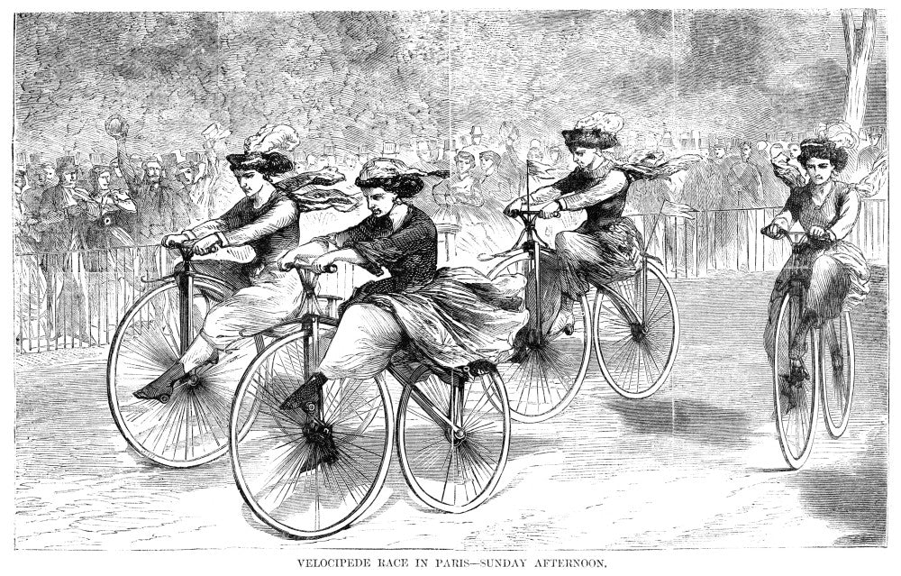 Velocipede Race 1868 Wood Engraving Print by Granger Collection