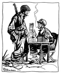 World War II Cartoon Print - 'Just Gimme A Coupla Aspirin' by Bill Mauldin
