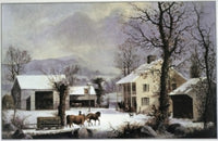 Winter Time at Jones Inn Fine Art Lithograph Print by Currier & Ives
