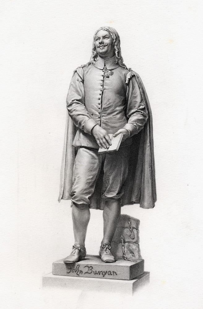 John Bunyan Engraved Fine Art Print - Pilgrim's Progress Statue