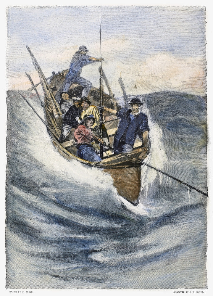 Nantucket Sleigh Ride Vintage Line Engraving | Poster Print