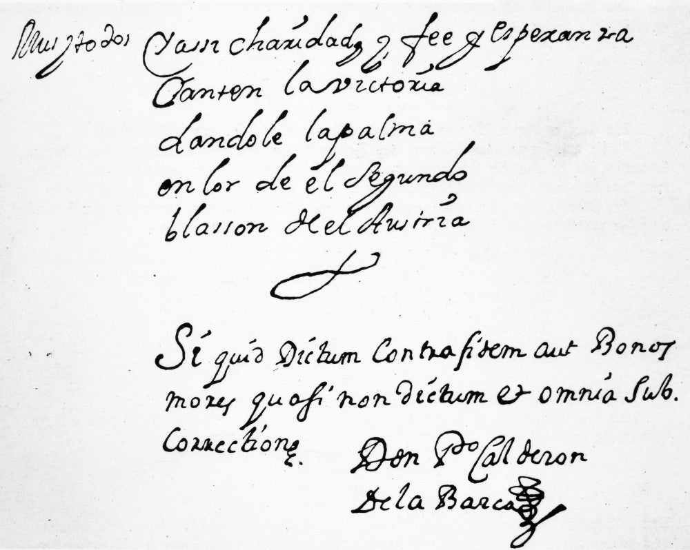 Pedro Calderon De La Barca Signed Manuscript Fine Art Print by Granger Collection