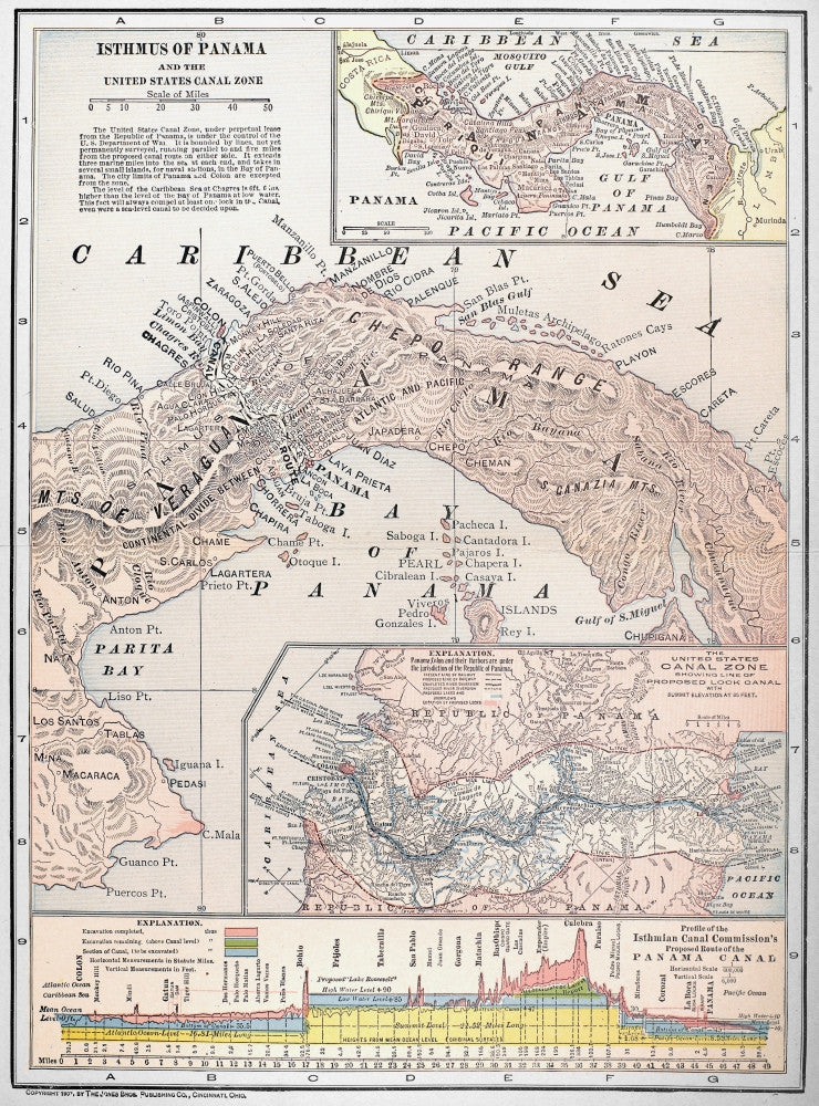 Historical Map of Panama (1907) - Vintage Engraving Art Print