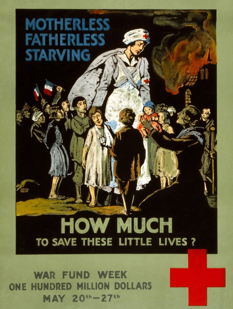 1917 Red Cross Fundraising Poster Print Featuring a Nurse