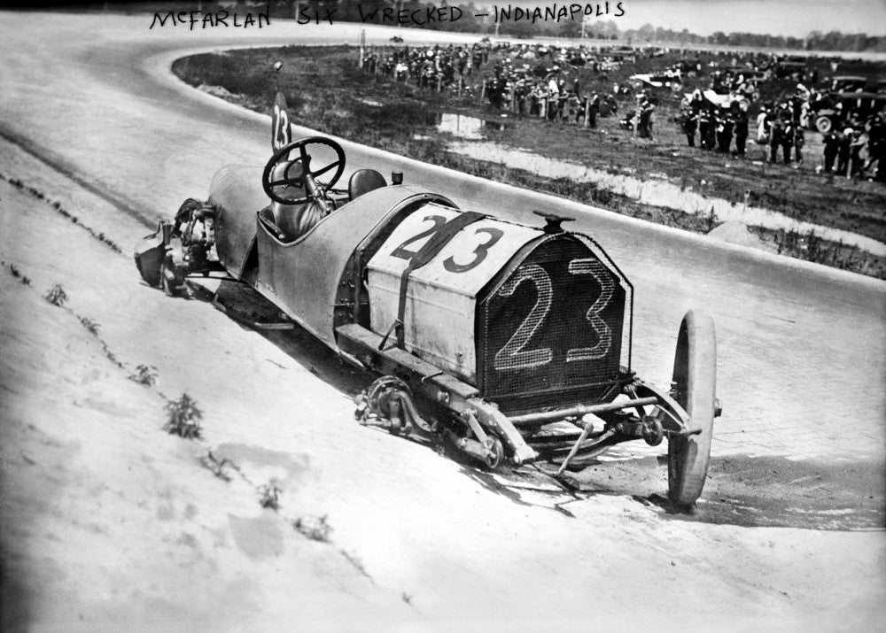 Indianapolis 500 1912 Mel Marquette Wrecked Car Fine Art Print