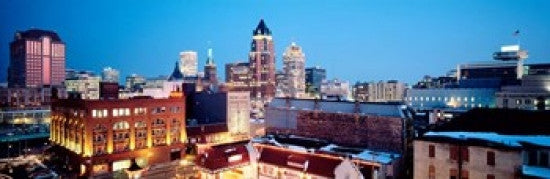 Winter Skyline at Night Milwaukee Poster Print by Panoramic Images - 37x12