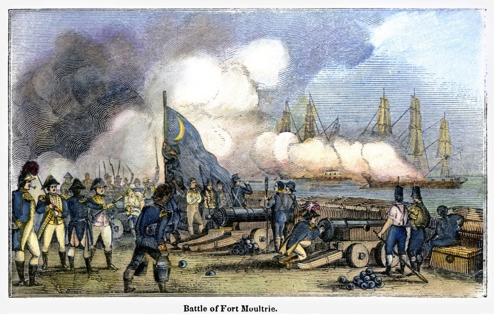Fort Moultrie Battle Engraving - Historic American Art Print