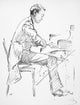 Sergei Rachmaninoff Pencil Drawing Fine Art Print by Hilda Wiener
