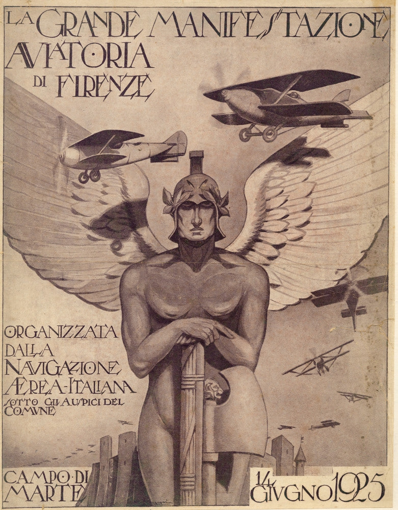 Winged Man with Fasces and Eagle Wings Fine Art Print