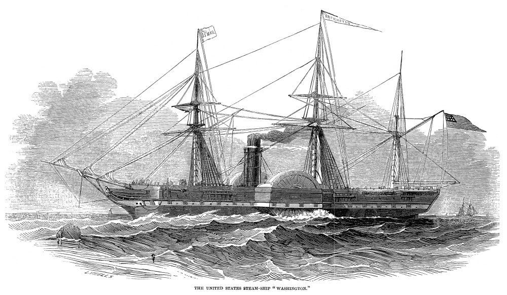 Merchant Steamship 'Washington' Wood Engraving Fine Art Print