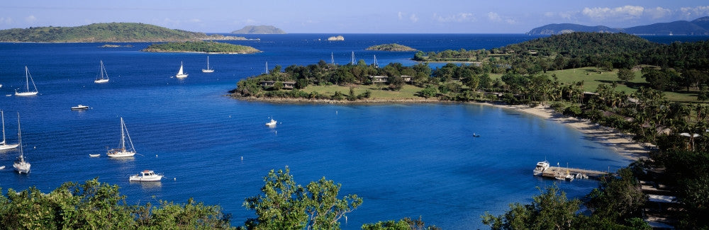 Aerial View of Sailboats at Caneel Bay Fine Art Print