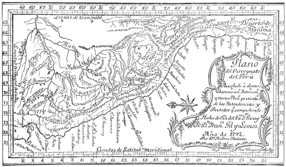 Map of Peru, 1792 Fine Art Print by Granger Collection