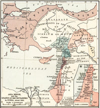 Map of Asia Minor and Crusader States in Syria, c. 1140 - Fine Art Print by Ken Welsh