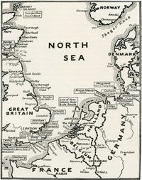 World War One North Sea Naval Bases Map Fine Art Print by Hilary Jane Morgan