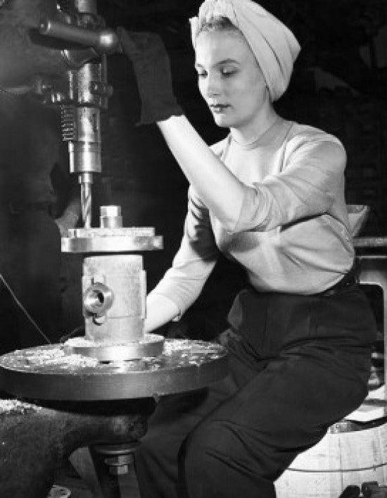 Female Manual Worker Operating Milling Machine Fine Art Print