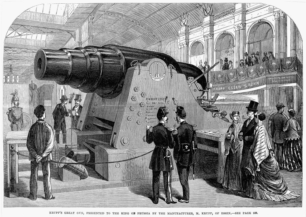 Paris 1867 World Exposition Krupp Cannon Wood Engraving Print