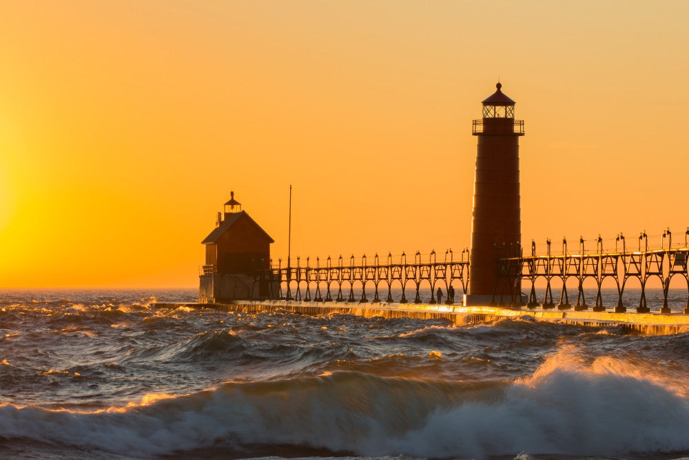 Lighthouse at Dusk Fine Art Print - Grand Haven, Lake Michigan