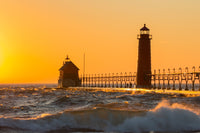 Lighthouse at Dusk Fine Art Print - Grand Haven, Lake Michigan