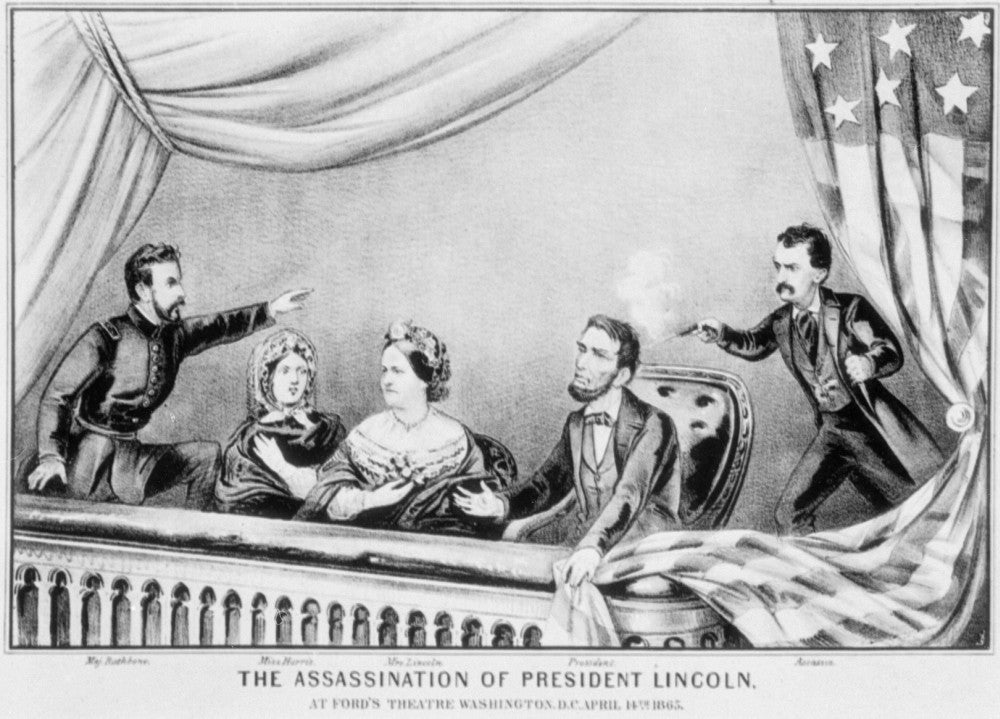 Lincoln Assassination Lithograph Print - Currier & Ives Art